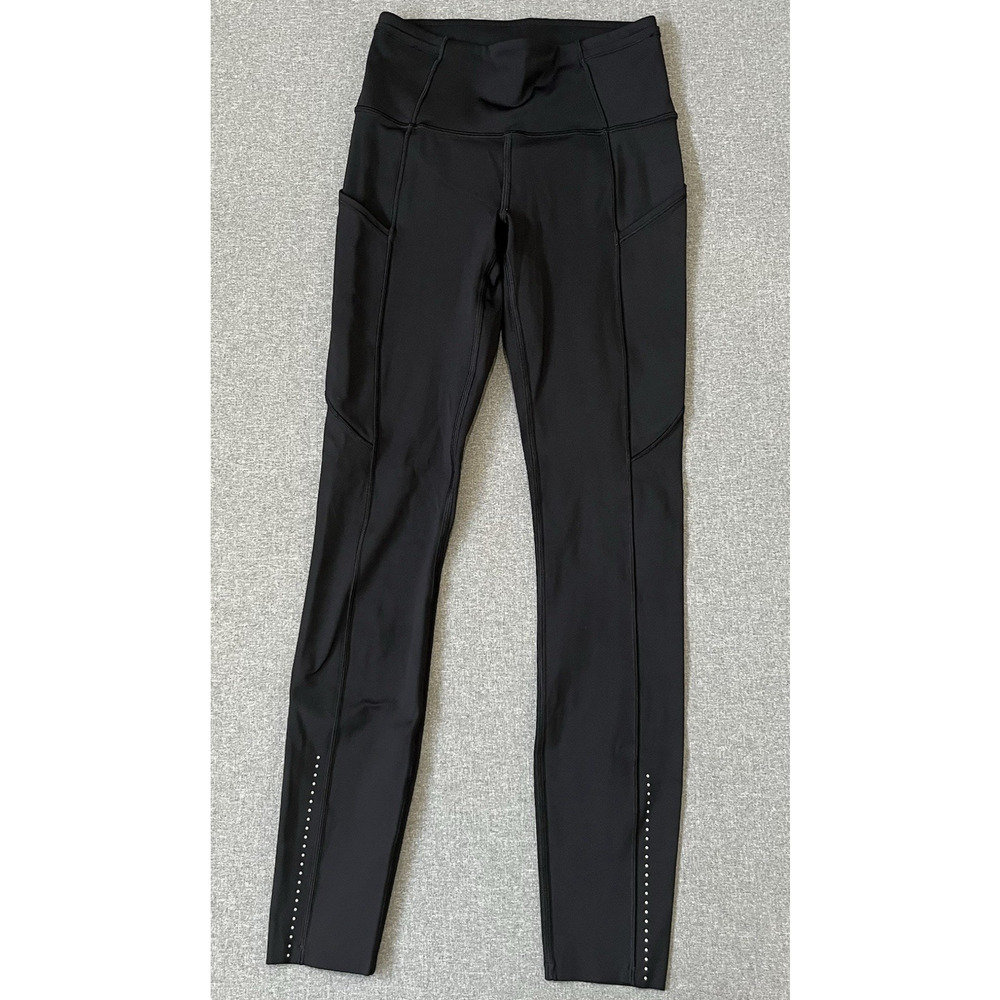 Lululemon Fast Free Crop II *Nulux" Athletic Cropped Leggings sz 2 Reflective